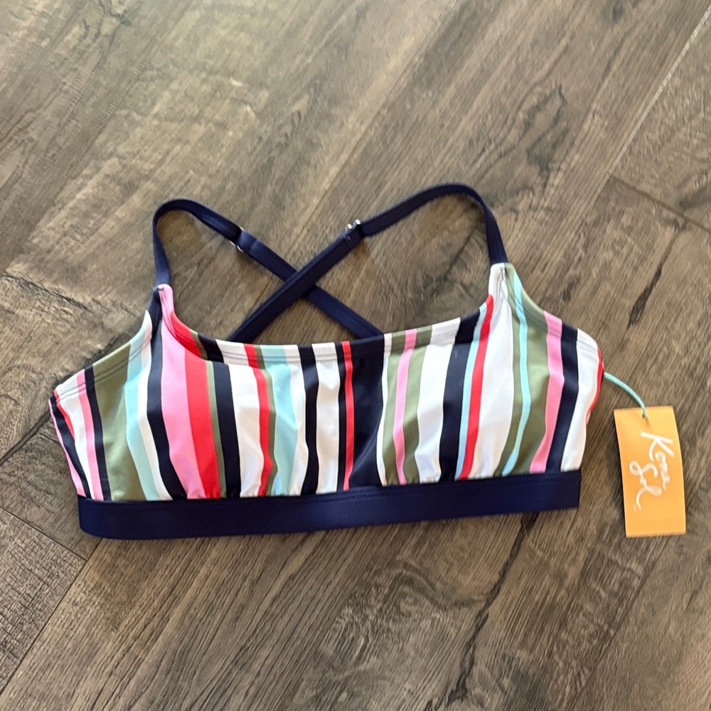 Kona Sol Multicolor Striped Bikini Top Small NWT
